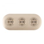 Круглая розетка тройная (трехпостовая) с/з и шторками Arte Milano SET08-3-40-1x3 shampan