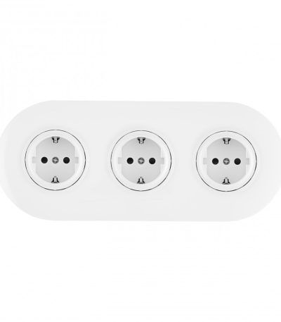 Круглая розетка тройная (трехпостовая) с/з и шторками Arte Milano SET08-3-40-1x3 white