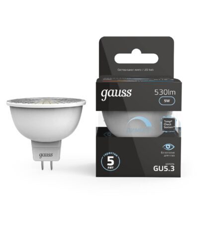 Лампа cветодиодная диммируемая Gauss GU5.3 5W 4100K матовая 101505205-D