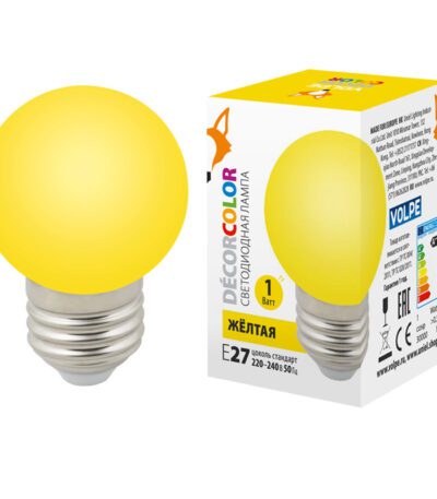 Лампа декоративная светодиодная (UL-00005649) Volpe E27 1W желтая LED-G45-1W/YELLOW/E27/FR/С