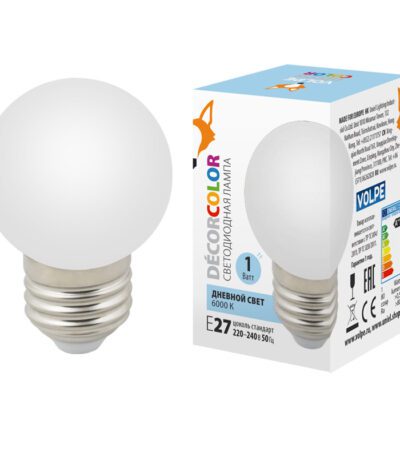 Лампа декоративная светодиодная (UL-00005806) Volpe E27 1W 6000K матовая LED-G45-1W/6000K/E27/FR/С