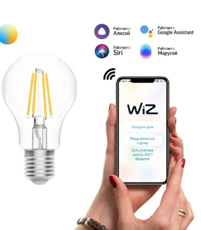 Лампа светодиодная диммируемая филаментная Gauss E27 6,5W 2000-6500K прозрачная 1220112