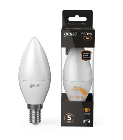 Лампа светодиодная диммируемая Gauss E14 7W 3000K матовая 103101107-D