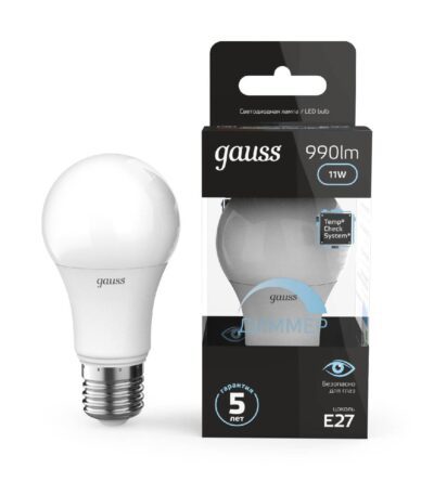 Лампа светодиодная диммируемая Gauss E27 11W 4100K матовая 102502211-D