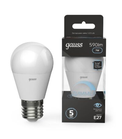 Лампа светодиодная диммируемая Gauss E27 7W 4100K матовая 105102207-D
