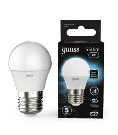 Лампа светодиодная диммируемая Gauss E27 7W 4100K матовая 105102207-S