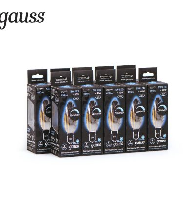 Лампа светодиодная диммируемая Gauss филаментная E14 5W 4100К прозрачная 103801205-D
