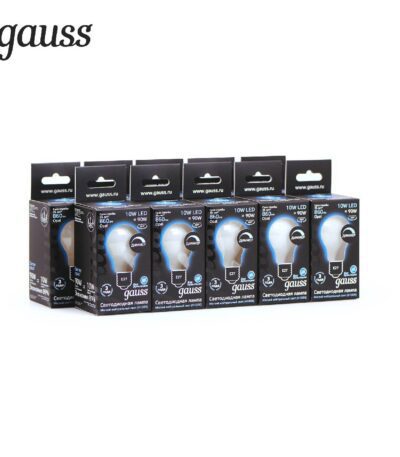 Лампа светодиодная диммируемая Gauss филаментная E27 10W 4100К матовая 102202210-D
