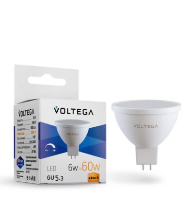 Лампа светодиодная диммируемая Voltega GU5.3 6W 2800K матовая VG2-S1GU5.3warm6W-D 7170