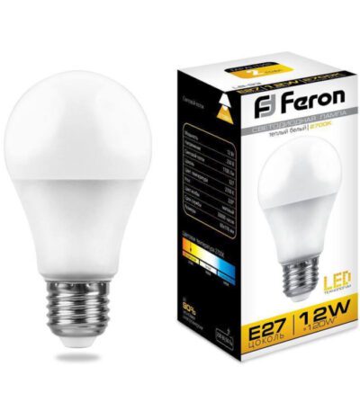 Лампа светодиодная Feron E27 12W 2700K Шар Матовая LB-93 25489