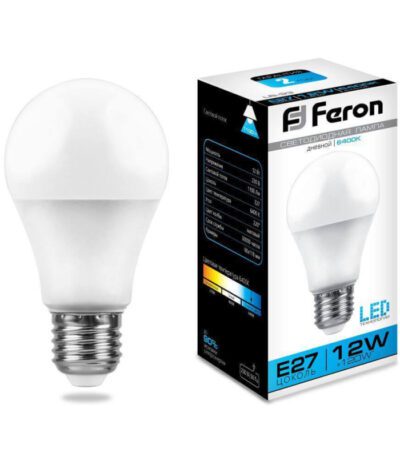 Лампа светодиодная Feron E27 12W 6400K Шар Матовая LB-93 25490