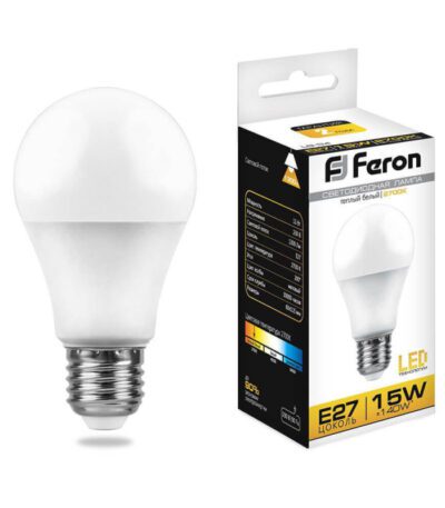 Лампа светодиодная Feron E27 15W 2700K Шар Матовая LB-94 25628
