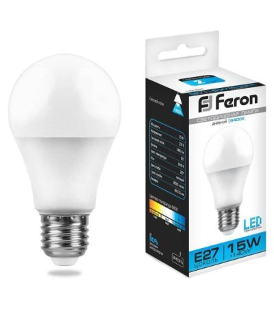 Лампа светодиодная Feron E27 15W 6400K Шар Матовая LB-94 25630