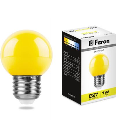 Лампа светодиодная Feron E27 1W желтый Шар Матовая LB-37 25879