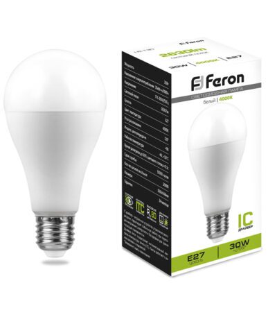 Лампа светодиодная Feron E27 30W 4000K груша матовая LB-130 38195