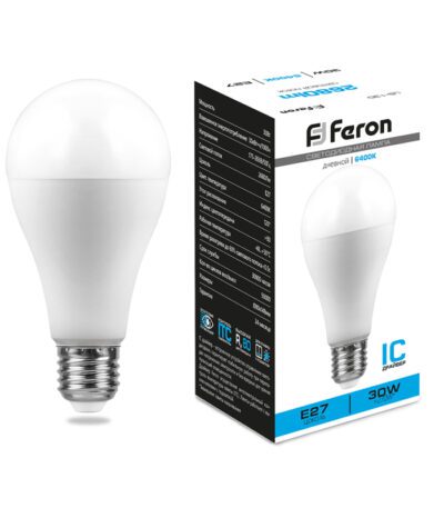 Лампа светодиодная Feron E27 30W 6400K груша матовая LB-130 38196
