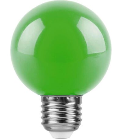 Лампа светодиодная Feron E27 3W зеленый Шар Матовая LB-371 25907