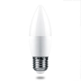Лампа светодиодная Feron E27 6W 6400K свеча матовая LB-1306 38052