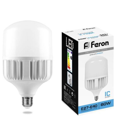 Лампа светодиодная Feron E27-E40 60W 6400K Цилиндр Матовая LB-65 25782