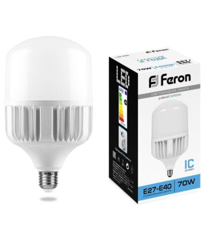 Лампа светодиодная Feron E27-E40 70W 6400K Цилиндр Матовая LB-65 25783