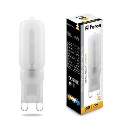 Лампа светодиодная Feron G9 7W 2700K Прямосторонняя Матовая LB-431 25755