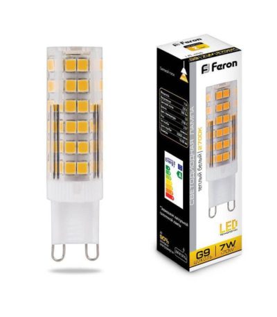 Лампа светодиодная Feron G9 7W 2700K Прямосторонняя Матовая LB-433 25766