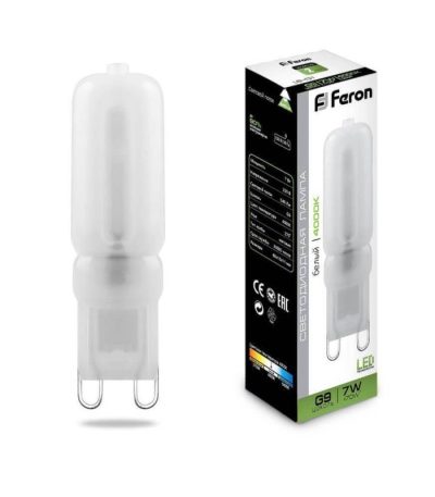Лампа светодиодная Feron G9 7W 4000K Прямосторонняя Матовая LB-431 25756