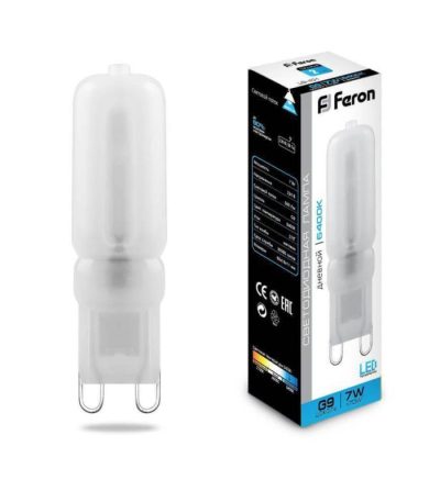 Лампа светодиодная Feron G9 7W 6400K Прямосторонняя Матовая LB-431 25757