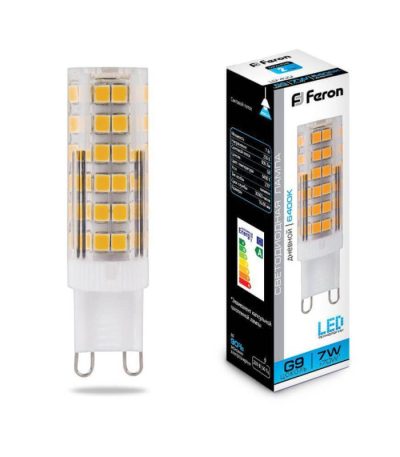 Лампа светодиодная Feron G9 7W 6400K Прямосторонняя Матовая LB-433 25768