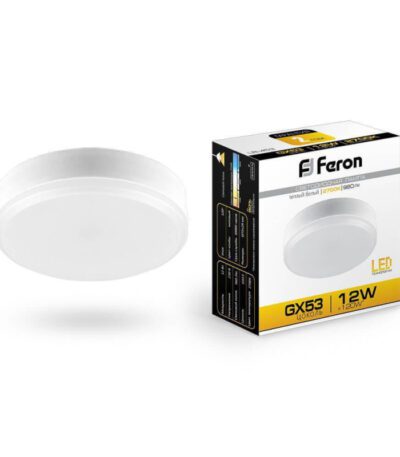 Лампа светодиодная Feron GX53 12W 2700K Таблетка Матовая LB-453 25833