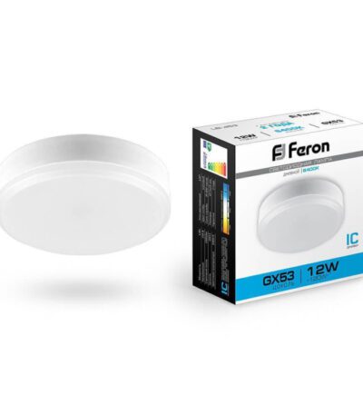 Лампа светодиодная Feron GX53 12W 6400K Таблетка Матовая LB-453 25868