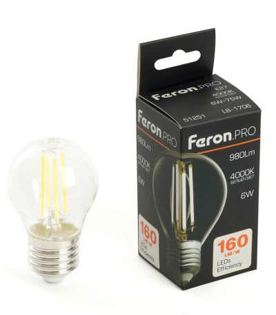 Лампа светодиодная Feron LB-1706 E27 6W 4000K 51251