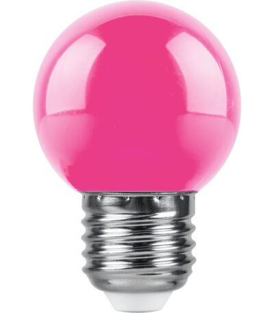 Лампа светодиодная Feron LB-37 шар E27 1W розовый 38123