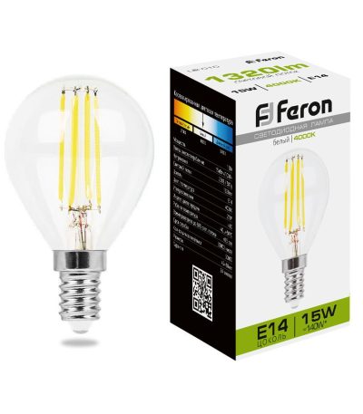 Лампа светодиодная Feron LB-515 Шарик E14 15W 4000K 38250