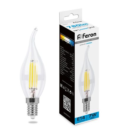 Лампа светодиодная Feron LB-67 Свеча на ветру E14 7W 6400K 38233