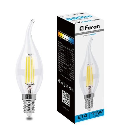 Лампа светодиодная Feron LB-714 Свеча на ветру E14 11W 6400K 38237