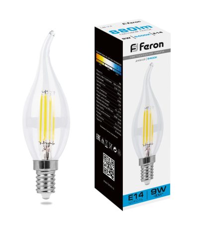 Лампа светодиодная Feron LB-74 Свеча на ветру E14 9W 6400K 38235