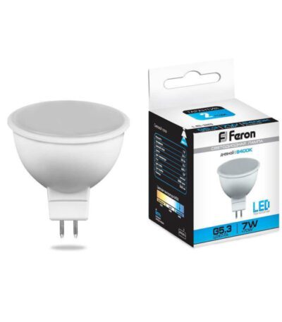 Лампа светодиодная Feron MR16 G5.3 7W 6400K Грибок матовая LB-26 25237