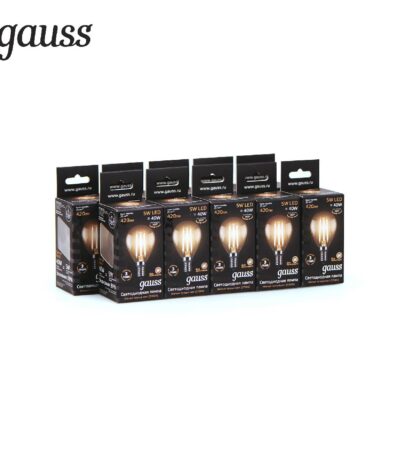 Лампа светодиодная филаментная Gauss E14 5W 2700K прозрачная 105801105