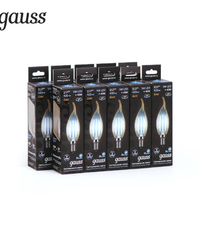 Лампа светодиодная филаментная Gauss E14 5W 4100K золотая 104801805