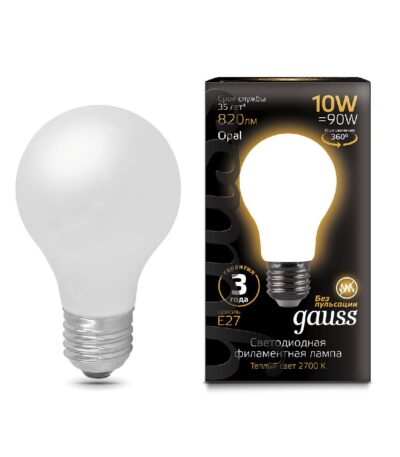 Лампа светодиодная филаментная Gauss E27 10W 2700К матовая 102202110