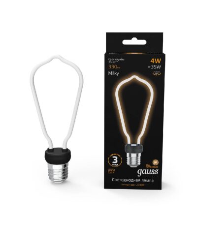 Лампа светодиодная филаментная Gauss E27 4W 2700K матовая 1005802104