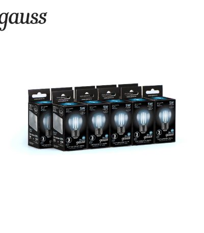 Лампа светодиодная филаментная Gauss E27 5W 4100K прозрачная 105802205