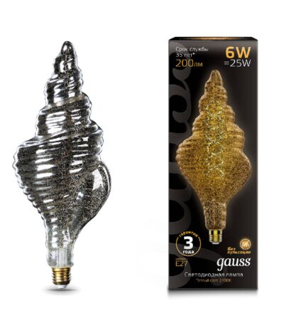 Лампа светодиодная филаментная Gauss E27 6W 2400K серая 166802008
