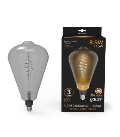 Лампа светодиодная филаментная Gauss E27 8,5W 1800K серая 157802005