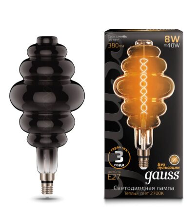 Лампа светодиодная филаментная Gauss E27 8W 2700K серая 159802008