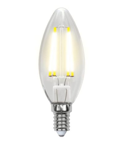 Лампа светодиодная филаментная (UL-00002198) Uniel E14 6W 4000K прозрачная LED-C35-6W/NW/E14/CL GLA01TR