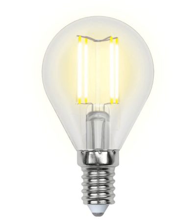 Лампа светодиодная филаментная (UL-00002207) Uniel E14 6W 4000K прозрачная LED-G45-6W/NW/E14/CL GLA01TR