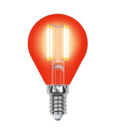 Лампа светодиодная филаментная (UL-00002985) Uniel E14 5W красный LED-G45-5W/RED/E14 GLA02RD
