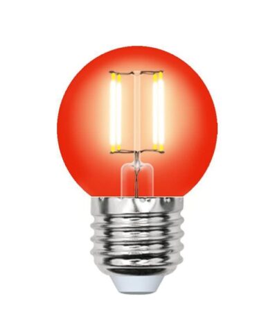 Лампа светодиодная филаментная (UL-00002986) Uniel E27 5W красный LED-G45-5W/RED/E27 GLA02RD